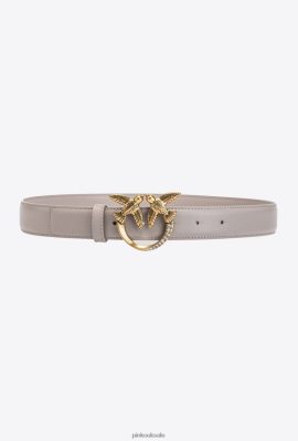 Belts | Pinko Love Birds belt with bejewelled buckle PENGUIN GREY-ANTIQUE GOLD FTB64L967 Pinko Dress Uk