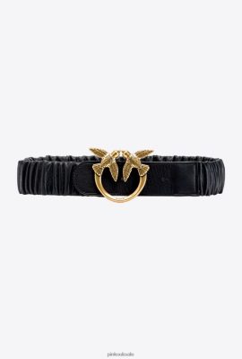 Belts | Pinko Love Birds belt with gathering BLACK-ANTIQUE GOLD FTB64L975 Pinko Bags Uk