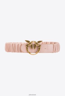 Belts | Pinko Love Birds belt with gathering DUSTY PINK-ANTIQUE GOLD FTB64L977 Pinko Uk