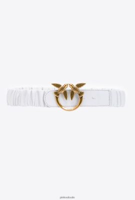 Belts | Pinko Love Birds belt with gathering WHITE-ANTIQUE GOLD FTB64L976 Pinko Dress Uk