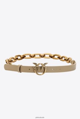 Belts | Pinko Love Birds belt with large chain SAND-ANTIQUE GOLD FTB64L1055 Pinko Uk