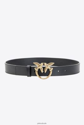 Belts | Pinko Love Birds leather belt BLACK-ANTIQUE GOLD FTB64L1007 Pinko Uk
