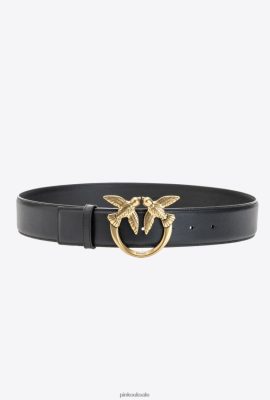 Belts | Pinko Love Birds leather belt BLACK-ANTIQUE GOLD FTB64L1014 Pinko Bags Uk