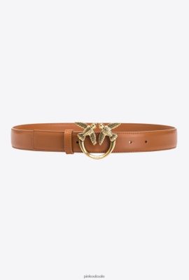 Belts | Pinko Love Birds leather belt COGNAC-ANTIQUE GOLD FTB64L1004 Pinko Uk