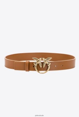 Belts | Pinko Love Birds leather belt COGNAC-ANTIQUE GOLD FTB64L1009 Pinko Dress Uk