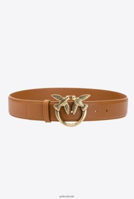 Belts | Pinko Love Birds leather belt COGNAC-ANTIQUE GOLD FTB64L1016 Pinko Uk