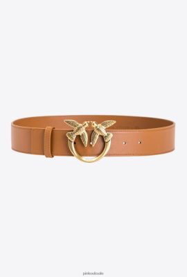 Belts | Pinko Love Birds leather belt COGNAC-ANTIQUE GOLD FTB64L994 Pinko Dress Uk