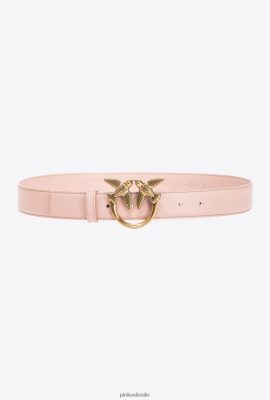 Belts | Pinko Love Birds leather belt DUSTY PINK-ANTIQUE GOLD FTB64L1002 Pinko Bags Uk