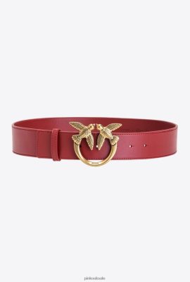 Belts | Pinko Love Birds leather belt RUBY RED-ANTIQUE GOLD FTB64L991 Pinko Dress Uk
