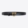 Belts | Pinko Love Birds thin leather belt BLACK-ANTIQUE GOLD FTB64L1028 Pinko Uk
