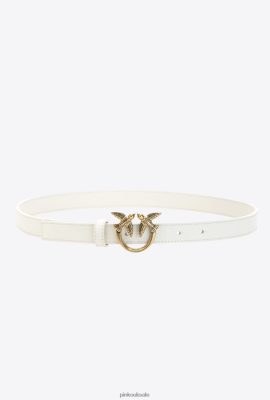 Belts | Pinko Love Birds thin leather belt G. MAROSO BEIGE-ANTIQUE GOLD FTB64L1037 Pinko Uk