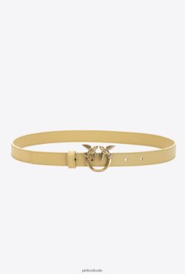 Belts | Pinko Love Birds thin leather belt PAMPA-ANTIQUE GOLD FTB64L1035 Pinko Bags Uk