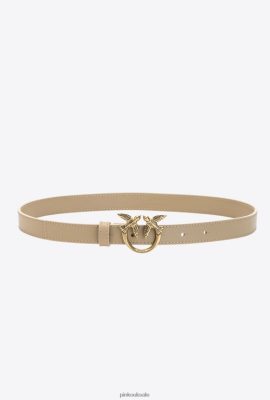 Belts | Pinko Love Birds thin leather belt SAND-ANTIQUE GOLD FTB64L1036 Pinko Dress Uk