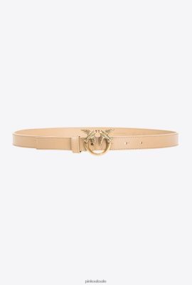 Belts | Pinko Love Birds thin leather belt SAND-ANTIQUE GOLD FTB64L983 Pinko Uk