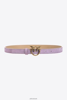 Belts | Pinko Love Birds thin suede belt IRIS-ANTIQUE GOLD FTB64L979 Pinko Dress Uk