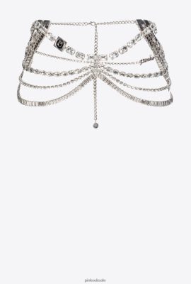 Belts | Pinko Multi-strand jewel belt NICKEL/CRYSTAL FTB64L1062 Pinko Bags Uk