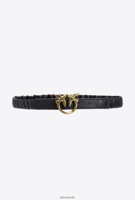 Belts | Pinko Thin Love Birds belt with gathering BLACK-ANTIQUE GOLD FTB64L988 Pinko Dress Uk