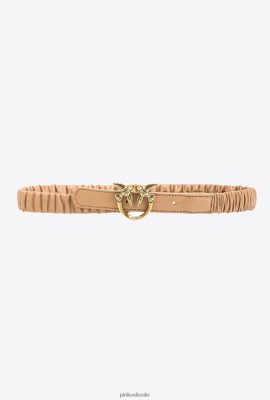 Belts | Pinko Thin Love Birds belt with gathering DUSTY PINK-ANTIQUE GOLD FTB64L989 Pinko Uk