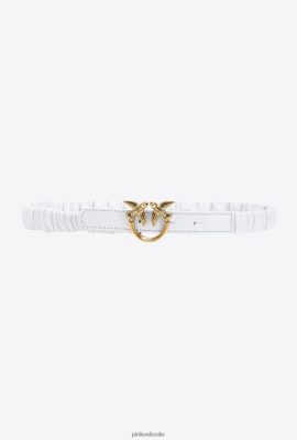 Belts | Pinko Thin Love Birds belt with gathering WHITE-ANTIQUE GOLD FTB64L987 Pinko Bags Uk
