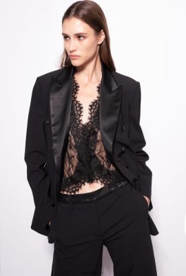 Blazers | Pinko Blazer with satin lapels LIMO BLACK FTB64L590 Pinko Uk