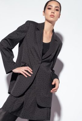 Blazers | Pinko Galleria full-rhinestone blazer LIMO BLACK FTB64L619 Pinko Dress Uk