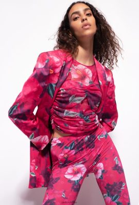 Blazers | Pinko Hibiscus-print blazer MULTI. FUCHSIA/PINK FTB64L589 Pinko Dress Uk