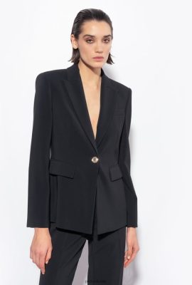 Blazers | Pinko Single-breasted stretch blazer LIMO BLACK FTB64L561 Pinko Bags Uk
