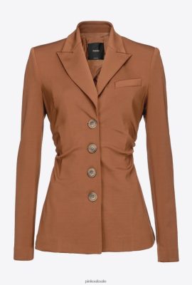 Blazers | Pinko Slim-fit blazer in technical fabric BROWN - DACHSHUND FTB64L609 Pinko Bags Uk