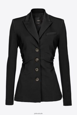 Blazers | Pinko Slim-fit blazer in technical fabric LIMO BLACK FTB64L607 Pinko Dress Uk