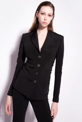 Blazers | Pinko Slim-fit blazer in technical fabric LIMO BLACK FTB64L611 Pinko Uk