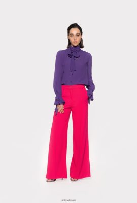 Blouses | Pinko Blouse with bow and ruching VIOLA PURPLE FTB64L237 Pinko Bags Uk