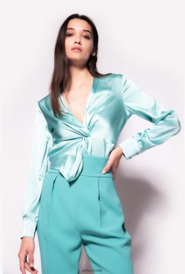 Blouses | Pinko Silk blouse with twist detail NILE BLUE FTB64L253 Pinko Dress Uk