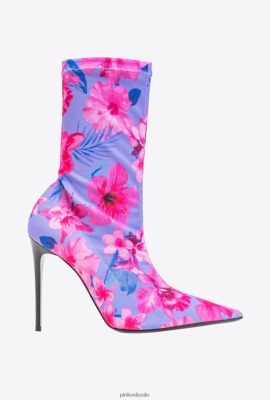 Boots | Pinko Printed mesh ankle boots LILAC/LIGHT PINK/FUCHSIA FTB64L1110 Pinko Bags Uk