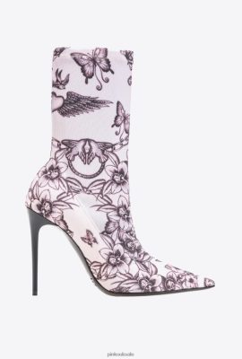 Boots | Pinko Printed mesh ankle boots NUDE/BLACK FTB64L1108 Pinko Dress Uk