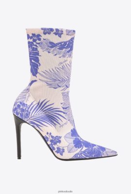 Boots | Pinko Printed mesh ankle boots PURPLE/NUDE FTB64L1107 Pinko Bags Uk