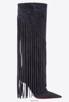 Boots | Pinko Suede boots with fringing LIMO BLACK FTB64L1099 Pinko Dress Uk