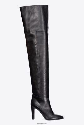 Boots | Pinko Thigh-high leather boots LIMO BLACK FTB64L1105 Pinko Dress Uk