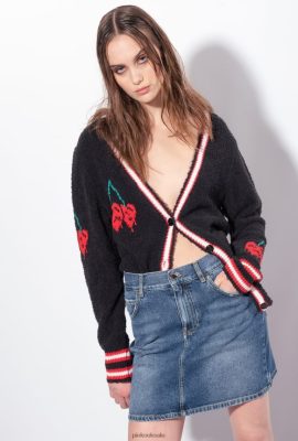 Cardigan | Pinko Cardigan with cherry inlay MULTI. BLACK/RED FTB64L533 Pinko Uk