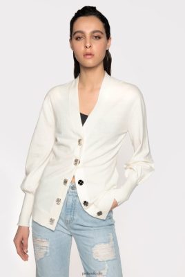Cardigan | Pinko Comfort cardigan with jewel buttons SILK WHITE FTB64L495 Pinko Bags Uk