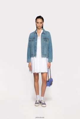 Casual Jackets | Pinko Denim jacket with logo WHITE/DARK BLUE FTB64L836 Pinko Uk