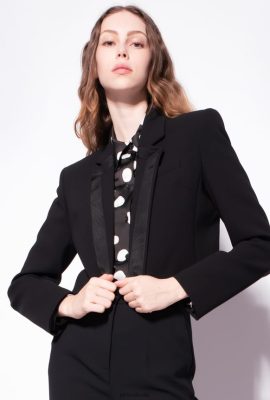 Casual Jackets | Pinko Poly crepe spencer jacket LIMO BLACK FTB64L631 Pinko Dress Uk