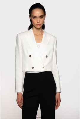 Casual Jackets | Pinko Viscose and linen spencer jacket SILK WHITE FTB64L615 Pinko Bags Uk