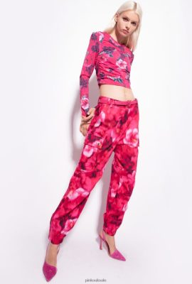 Casual Trousers | Pinko Cargo trousers with hibiscus print MULTI. FUCHSIA/PINK FTB64L649 Pinko Dress Uk