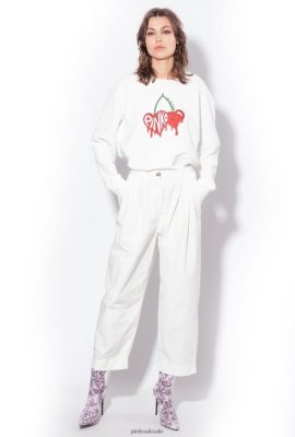 Casual Trousers | Pinko Cotton muslin trousers CLOUD WHITE FTB64L708 Pinko Bags Uk