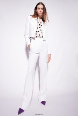 Casual Trousers | Pinko Flared poly crepe trousers MILK WHITE FTB64L778 Pinko Dress Uk