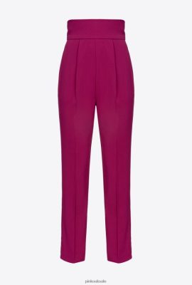 Casual Trousers | Pinko High-waisted stretch cr&ecirc;pe trousers BOUGAINVILLEA PURPLE FTB64L747 Pinko Bags Uk