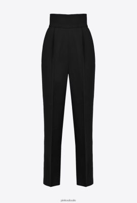 Casual Trousers | Pinko High-waisted stretch cr&ecirc;pe trousers LIMO BLACK FTB64L744 Pinko Bags Uk