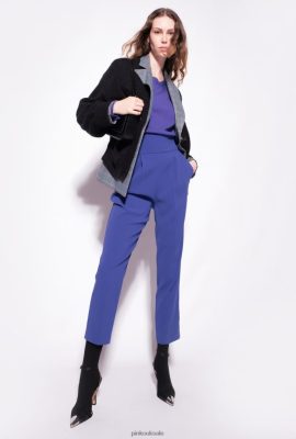 Casual Trousers | Pinko High-waisted stretch cr&ecirc;pe trousers SPECTRE BLUE FTB64L743 Pinko Uk