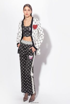 Casual Trousers | Pinko Knit jacquard Monogram trousers BLACK/ECRU FTB64L773 Pinko Uk