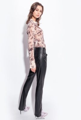 Casual Trousers | Pinko Leather-effect trousers with slit LIMO BLACK FTB64L760 Pinko Dress Uk
